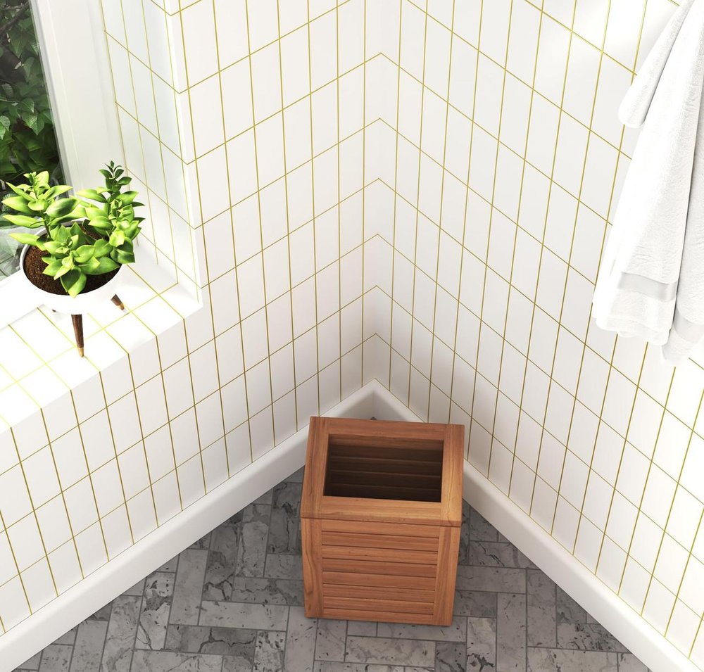 9" Brown Solid Wood Bathroom Storage Furniture Set