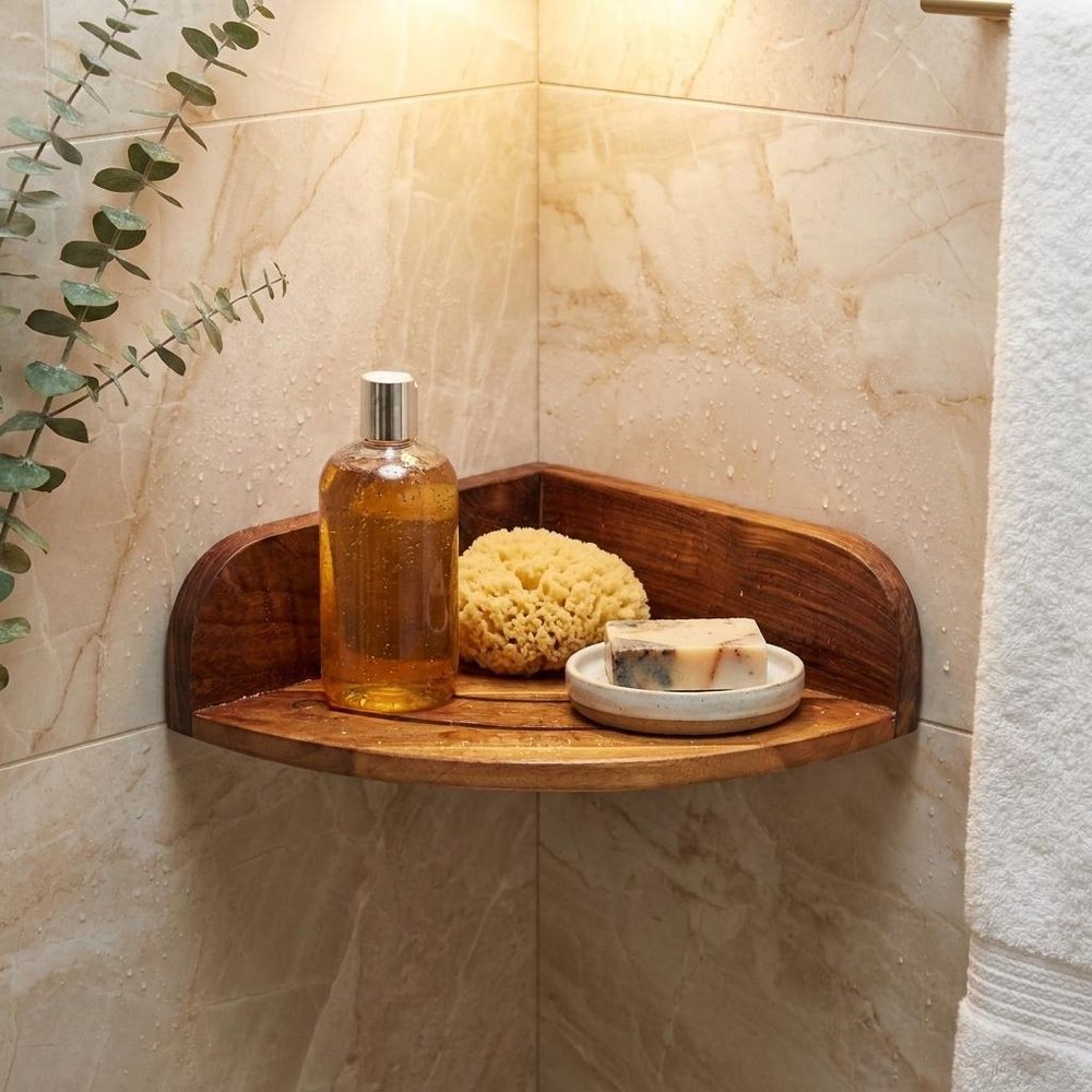 10" Brown Solid Wood Bathroom Storage Furniture Set