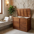18" Brown Solid Wood Bathroom Storage Furniture Set