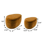 34" Set of Two Gold Chenille Oval Ottoman With Storage