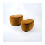 34" Set of Two Gold Chenille Oval Ottoman With Storage