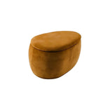 34" Set of Two Gold Chenille Oval Ottoman With Storage