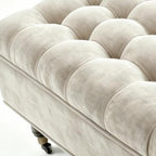 34" Gray And Black Rolling Chenille Tufted Ottoman With Storage
