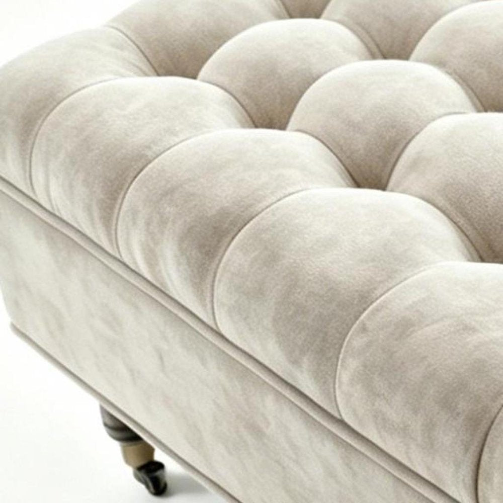 34" Gray And Black Rolling Chenille Tufted Ottoman With Storage