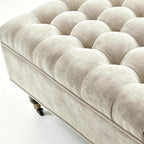 34" Gray And Black Rolling Chenille Tufted Ottoman With Storage