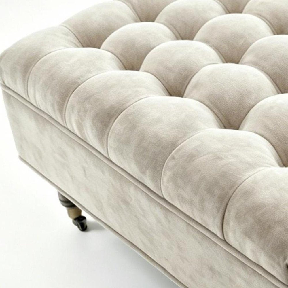 34" Gray And Black Rolling Chenille Tufted Ottoman With Storage