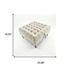 34" Gray And Black Rolling Chenille Tufted Ottoman With Storage