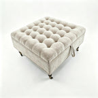 34" Gray And Black Rolling Chenille Tufted Ottoman With Storage