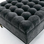34" Gray And Black Rolling Chenille Tufted Ottoman With Storage