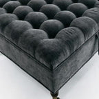 34" Gray And Black Rolling Chenille Tufted Ottoman With Storage