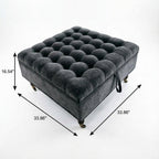 34" Gray And Black Rolling Chenille Tufted Ottoman With Storage