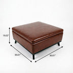 37" Brown And Black Faux Leather Ottoman With Storage