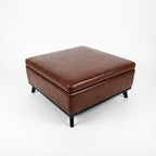 37" Brown And Black Faux Leather Ottoman With Storage