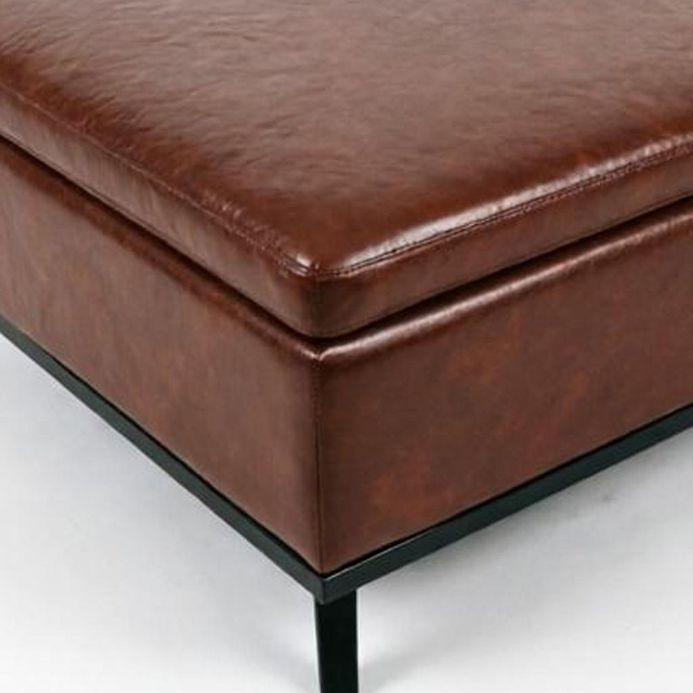 37" Brown And Black Faux Leather Ottoman With Storage