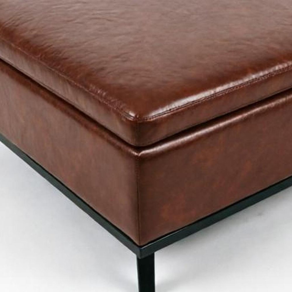 37" Brown And Black Faux Leather Ottoman With Storage