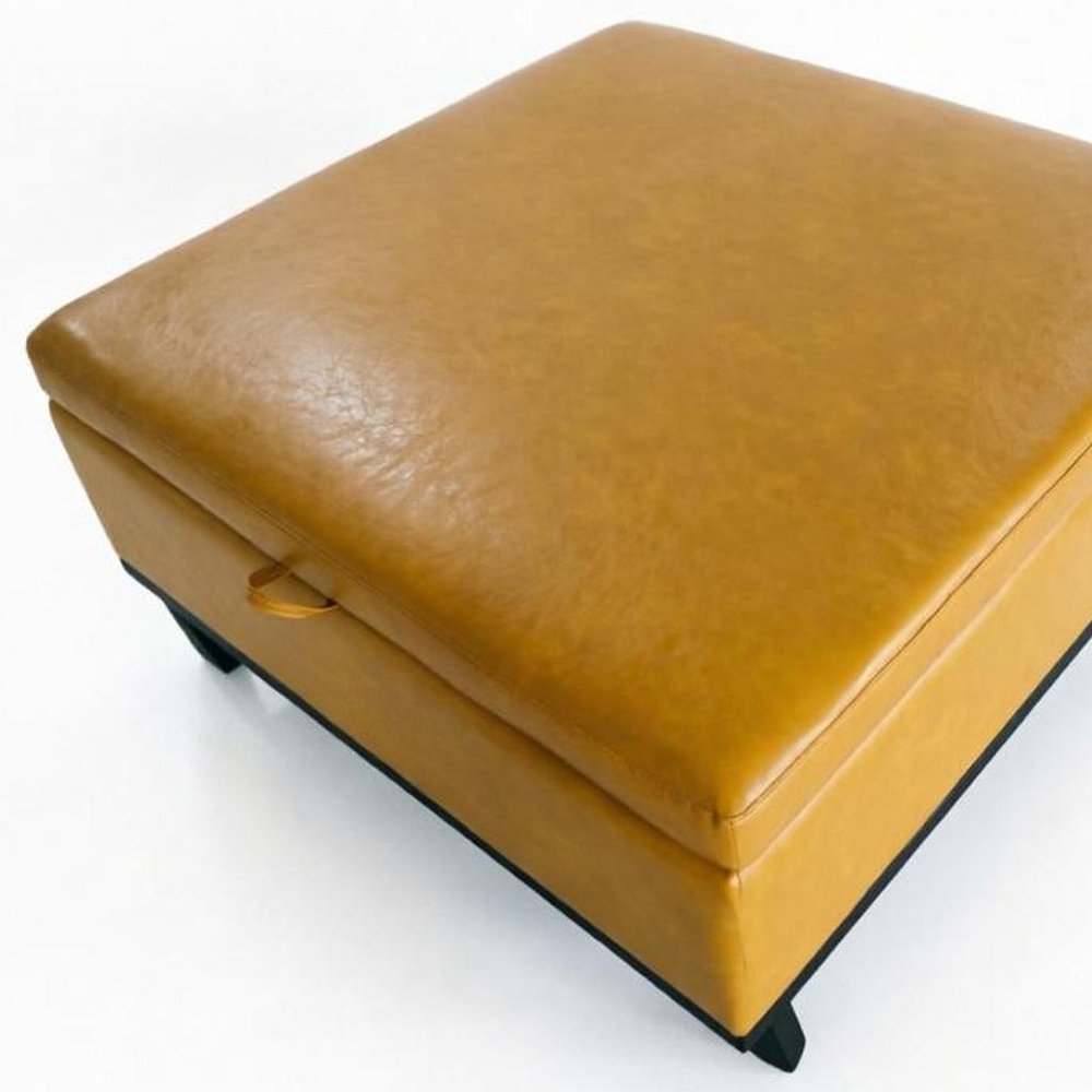 37" Brown And Black Faux Leather Ottoman With Storage