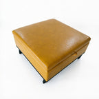 37" Brown And Black Faux Leather Ottoman With Storage