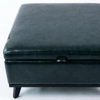 37" Brown And Black Faux Leather Ottoman With Storage