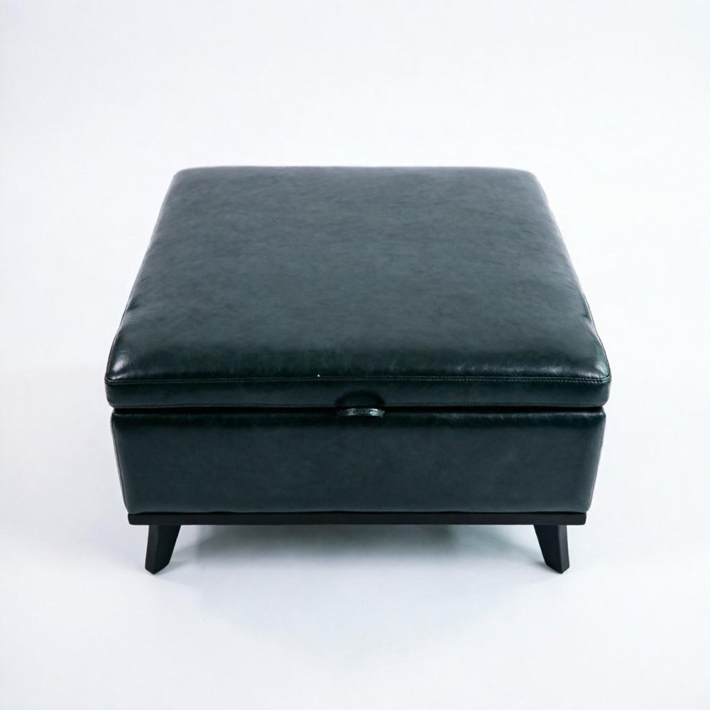 37" Brown And Black Faux Leather Ottoman With Storage