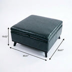 37" Brown And Black Faux Leather Ottoman With Storage