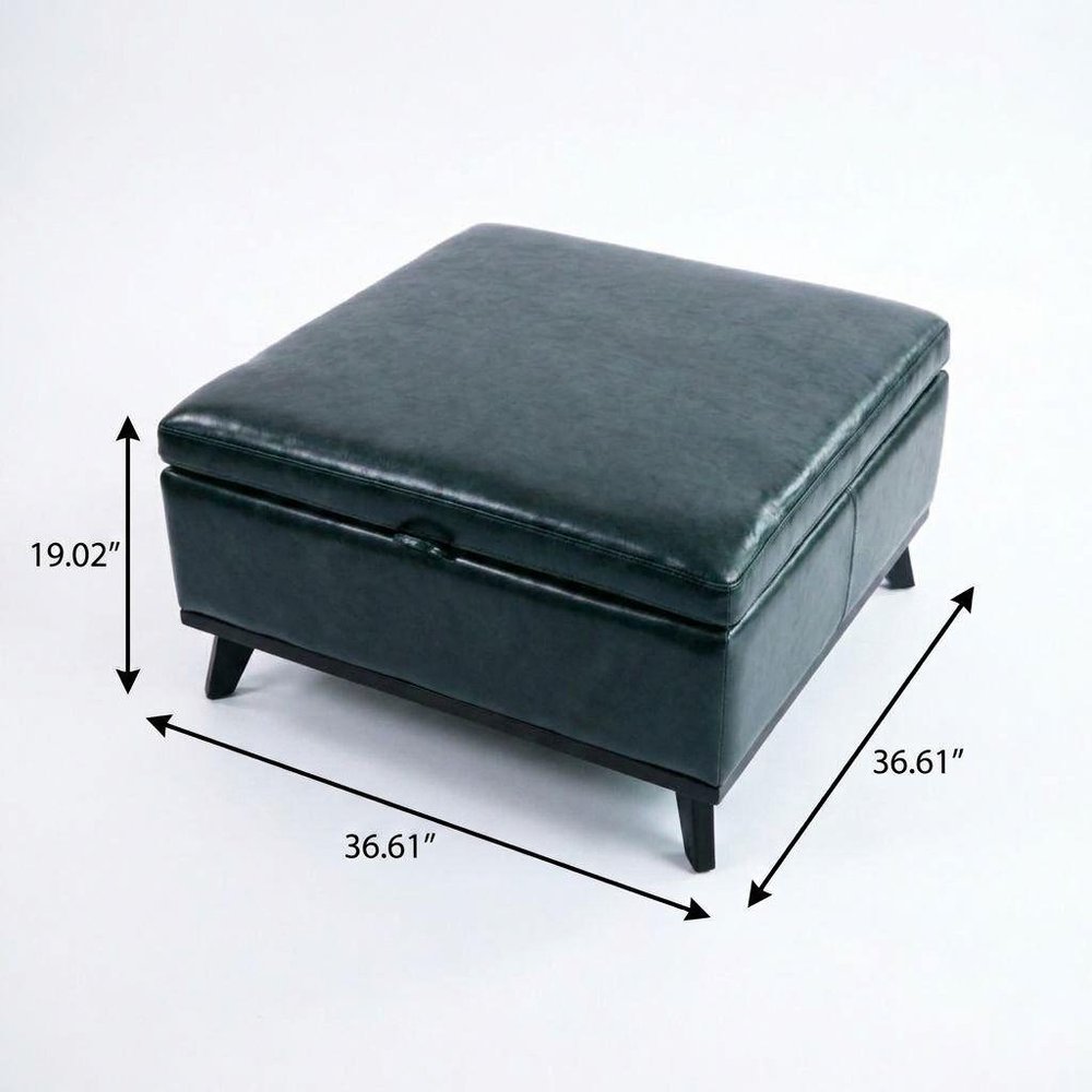 37" Brown And Black Faux Leather Ottoman With Storage