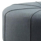 48" Cream and Black Cotton Blend and Linen Blend Tufted Oval Footstool