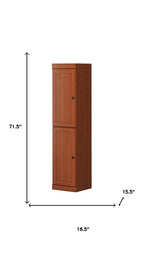 72" Coffee Solid Wood Two Door Pantry Or Storage Closet