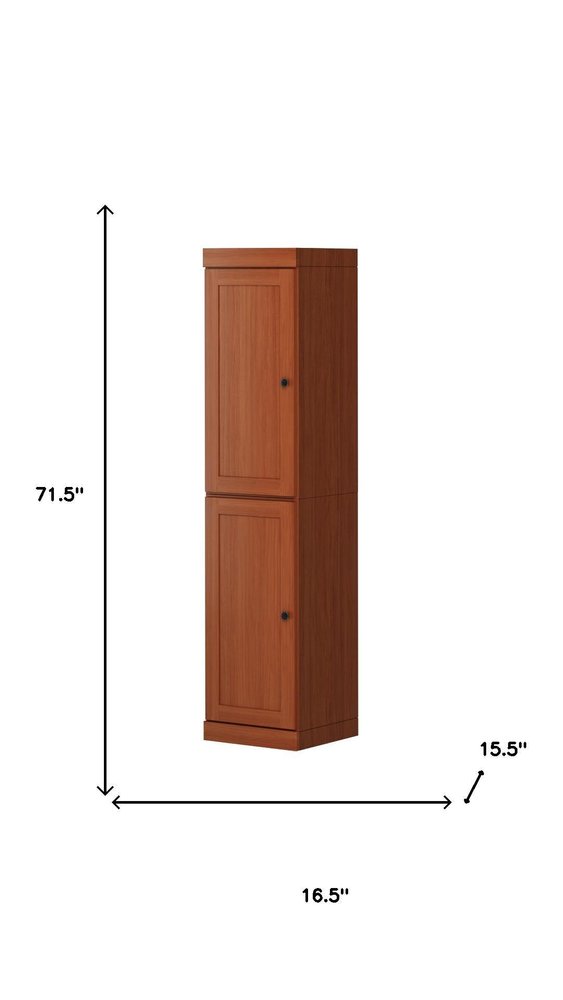 72" Coffee Solid Wood Two Door Pantry Or Storage Closet