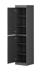 72" Gray Solid Wood Two Door Pantry Or Storage Closet