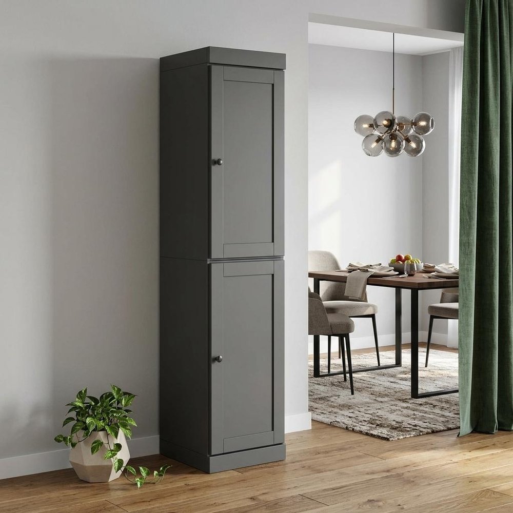 72" Gray Solid Wood Two Door Pantry Or Storage Closet