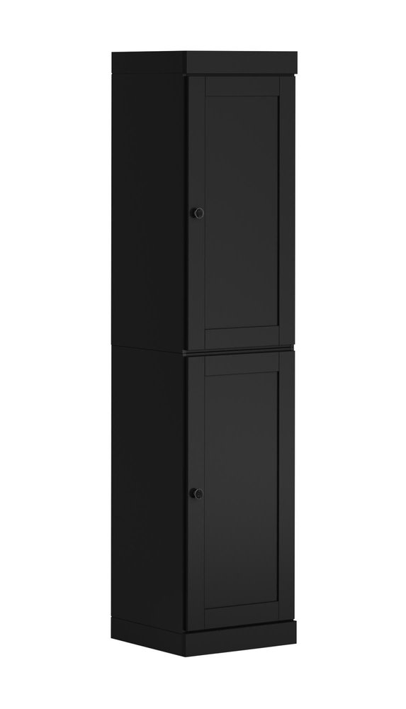 72" Black Solid Wood Two Door Pantry Or Storage Closet