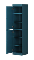 72" Teal Blue Solid Wood Two Door Pantry Or Storage Closet