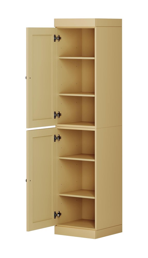 72" Yellow Solid Wood Two Door Pantry Or Storage Closet