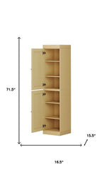 72" Yellow Solid Wood Two Door Pantry Or Storage Closet