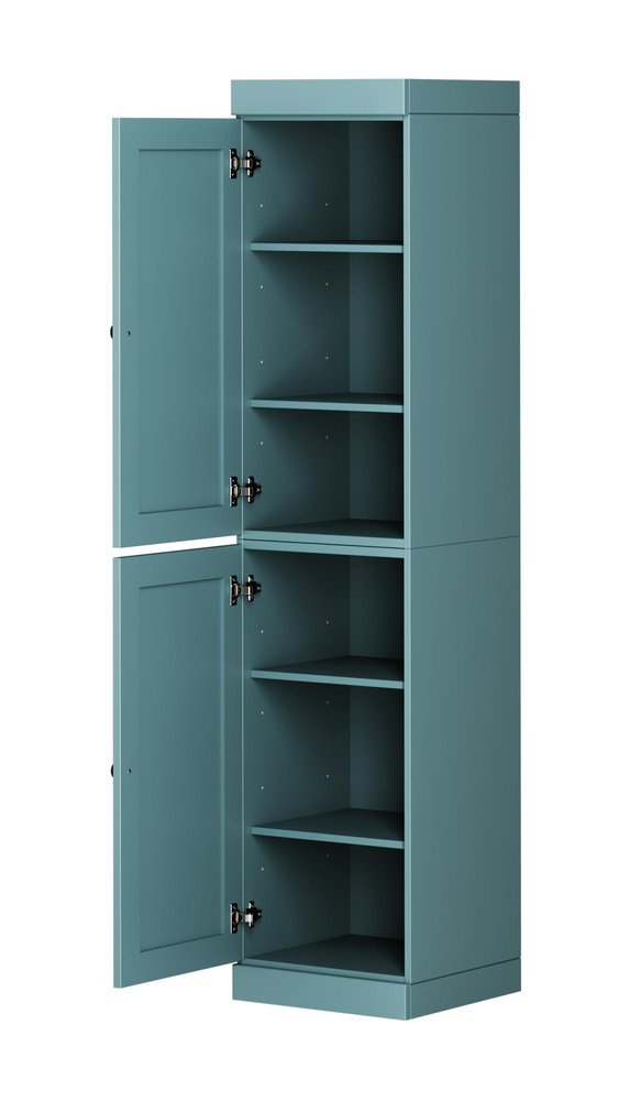 72" Aqua Solid Wood Two Door Pantry Or Storage Closet