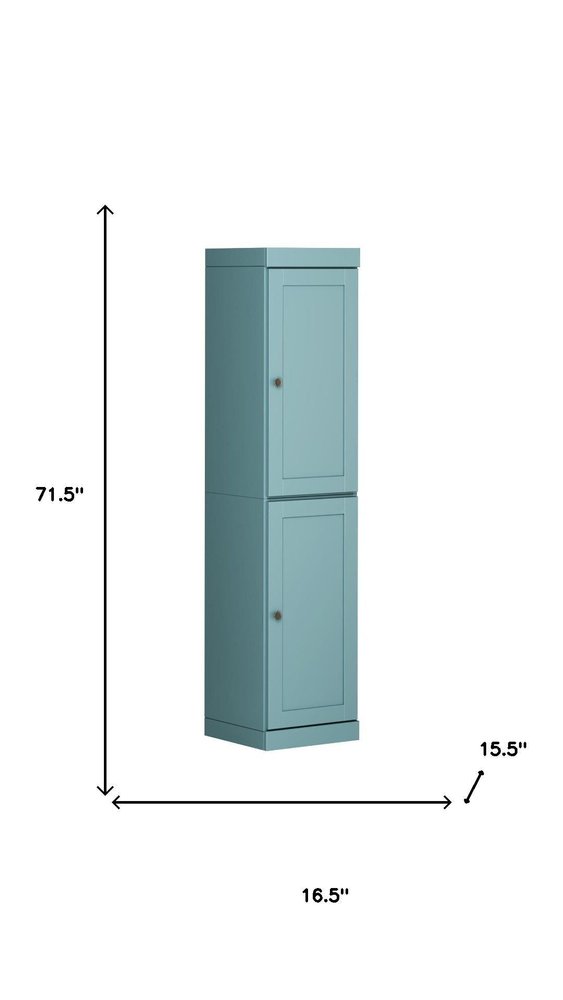 72" Aqua Solid Wood Two Door Pantry Or Storage Closet