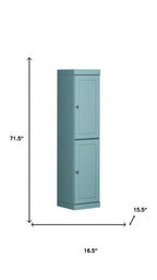 72" Aqua Solid Wood Two Door Pantry Or Storage Closet