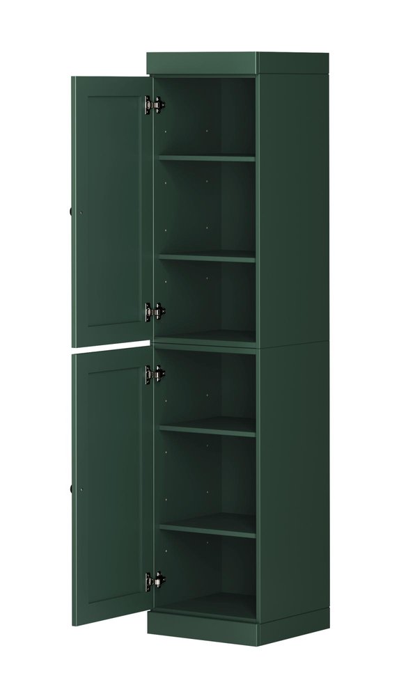 72" Green Solid Wood Two Door Pantry Or Storage Closet