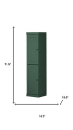 72" Green Solid Wood Two Door Pantry Or Storage Closet