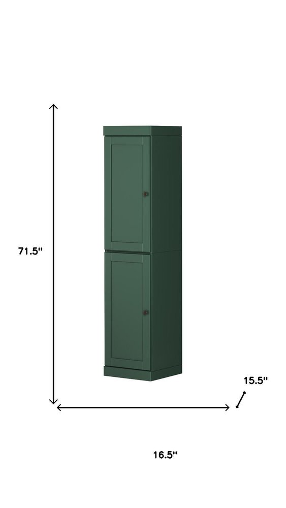 72" Green Solid Wood Two Door Pantry Or Storage Closet