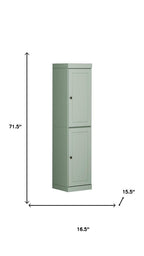 72" Sage Solid Wood Two Door Pantry Or Storage Closet