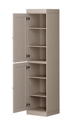 72" Beige Solid Wood Two Door Pantry Or Storage Closet