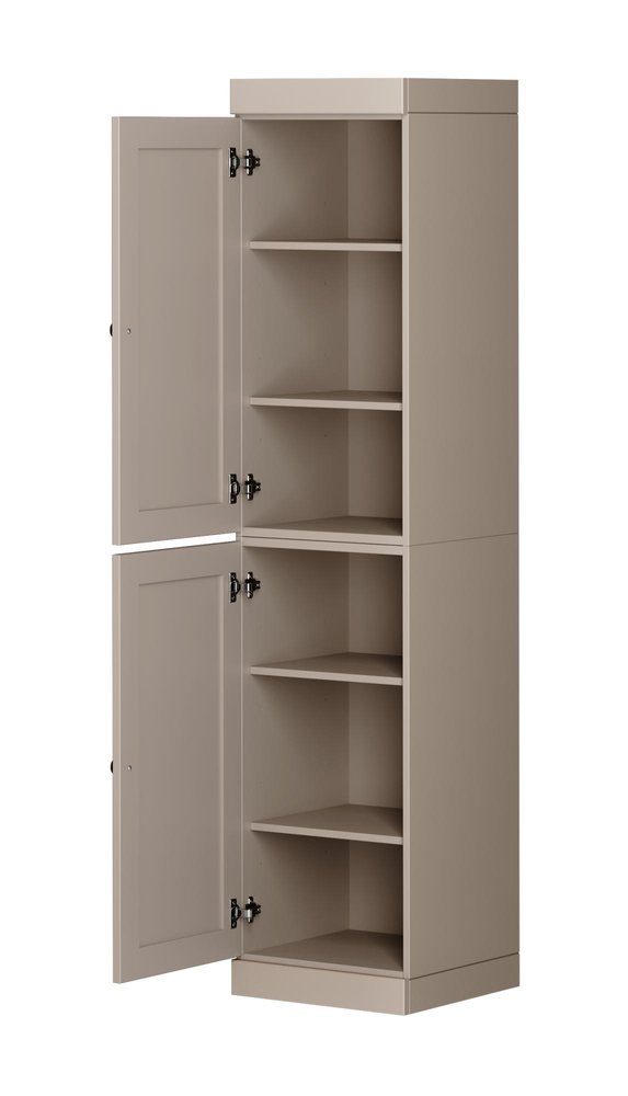 72" Beige Solid Wood Two Door Pantry Or Storage Closet
