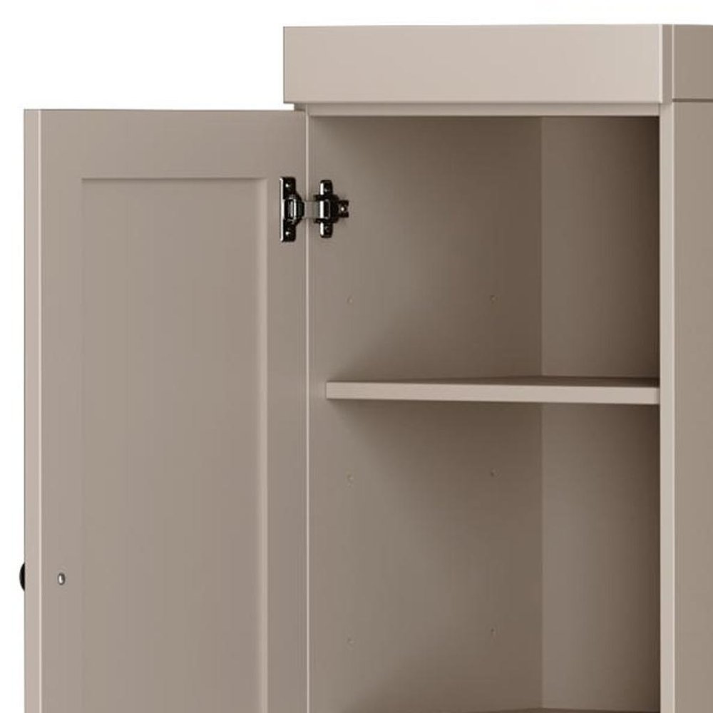72" Beige Solid Wood Two Door Pantry Or Storage Closet