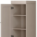72" Beige Solid Wood Two Door Pantry Or Storage Closet