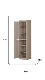72" Beige Solid Wood Two Door Pantry Or Storage Closet