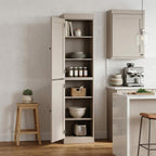 72" Beige Solid Wood Two Door Pantry Or Storage Closet