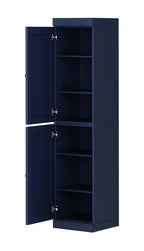 72" Navy Blue Solid Wood Two Door Pantry Or Storage Closet