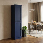 72" Navy Blue Solid Wood Two Door Pantry Or Storage Closet