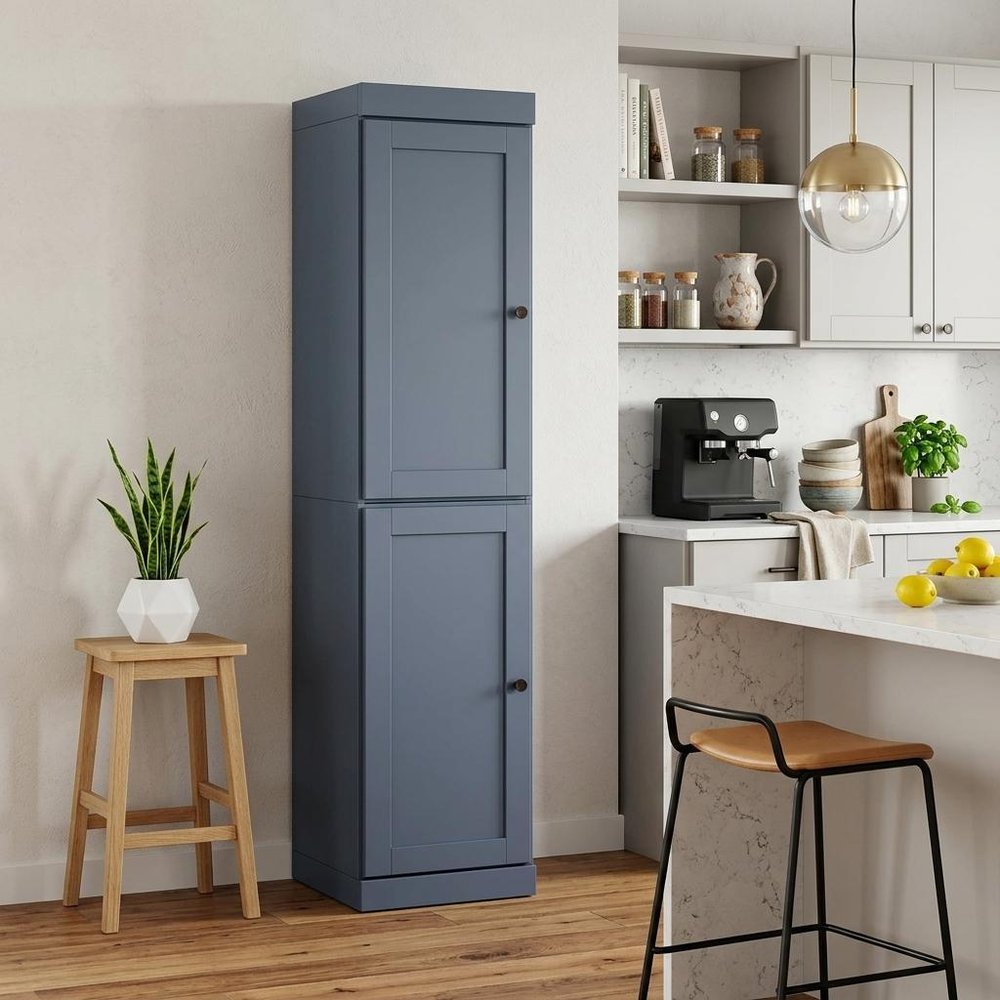 72" French Blue Solid Wood Two Door Pantry Or Storage Closet